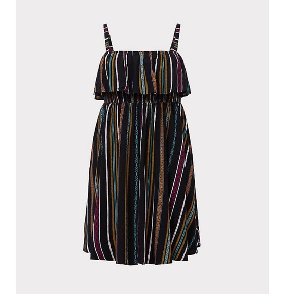 BLACK STRIPE CHALLIS SKATER DRESS 3x - Picture 4 of 6